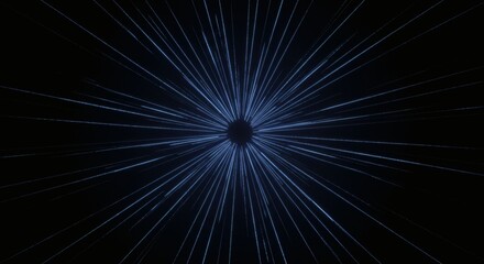 Abstract Blue Light Streaks Radiating from Center