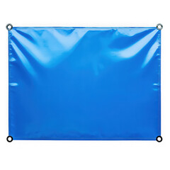 Blank blue tarpaulin banner isolated on transparent background