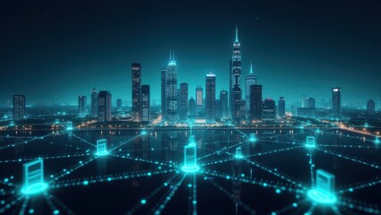 Fototapeta premium Empowering Digital Finance Through Innovative Technology in a Connected Smart City Landscape