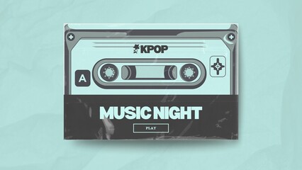 Fototapeta premium Green Black Retro Vintage Nostalgia K-Pop Music Night Game Presentation - 1