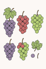 grape style vector cartoon illustration collection