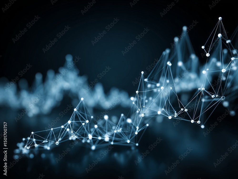 Fototapete big data concept with glowing graphs and interconnected nodes on a blue tech background