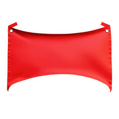 Red fabric banner with grommets isolated on transparent background