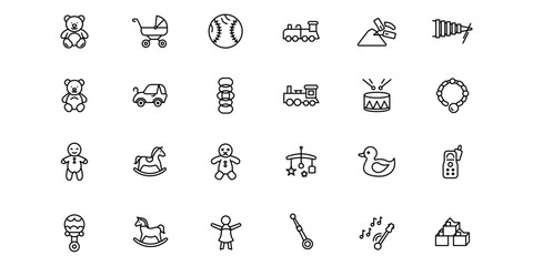 Baby-toy outline or line icon design bundle.