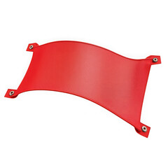 Red curved banner with grommets isolated on transparent background