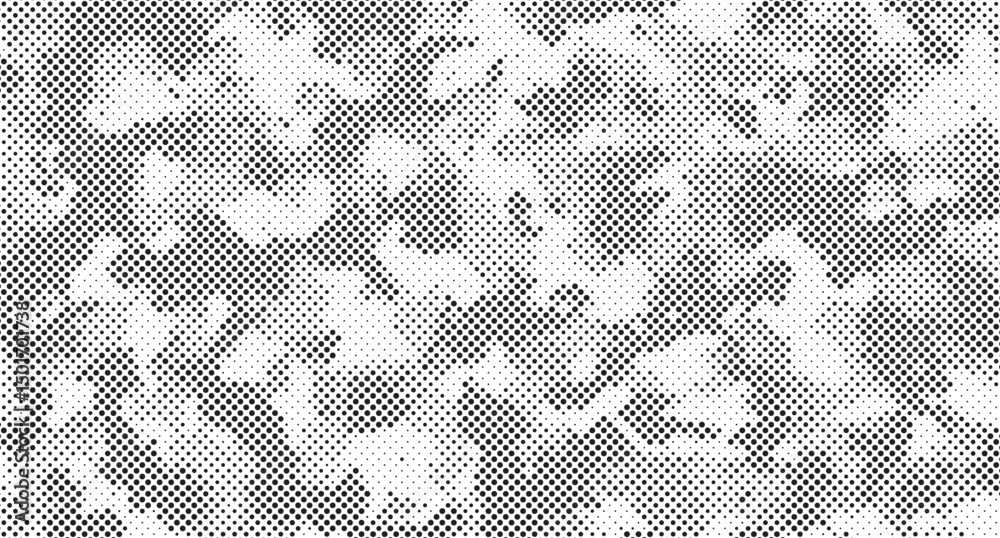 Aufkleber Abstract halftone seamless camouflage pattern. Repeating digital dotted hexagonal camo military texture background. Abstract modern fabric textile ornament. Vector illustration.