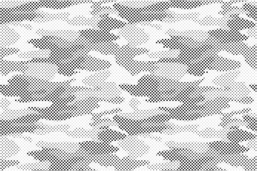 Abstract halftone camouflage military texture background soldier repeated seamless pattern. Dotted camouflage pattern background seamless vector illustration.