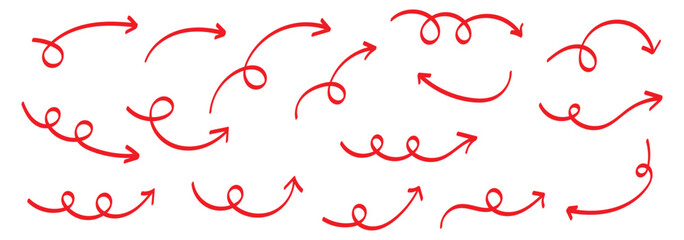 Set of Hand drawn vector arrows doodle on white background. design element vector illustration.