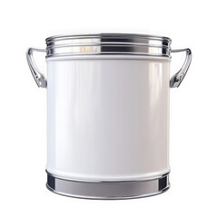 White cylindrical container with silver accents isolated on transparent background