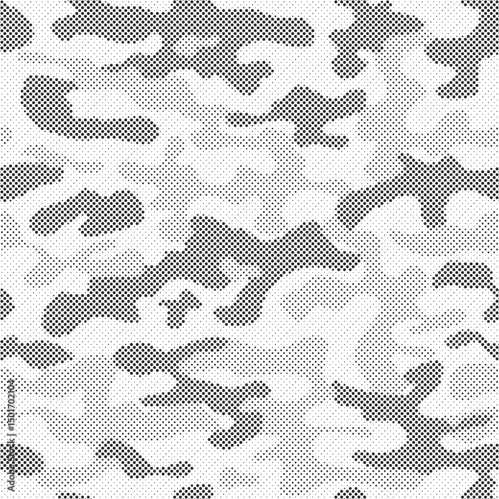 Leinwandbilder abstract halftone seamless camouflage pattern. repeating digital dotted hexagonal camo military text