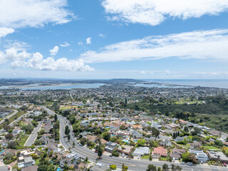 Aerial view of residential urban sprawl in San Diego, South California, USA