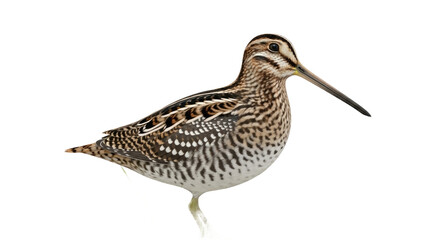 Natural image of a snipe bird, likely a wild marsh species, on a transparent PNG background. Ideal for wildlife compositions, birdwatching, or nature themes.
