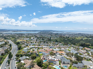 Obraz premium Aerial view of residential urban sprawl in San Diego, South California, USA