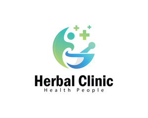 Herbal clinic logo creative health nature plus people healthy care