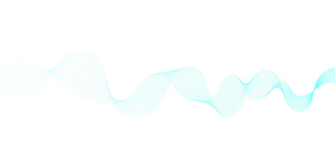 Dynamic sound wave isolated on white background. An abstract blue wave flows smoothly across a white background, 