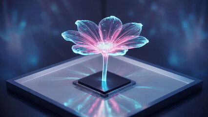 Fototapeta premium Artificial Flower on Microchip Technology Concept