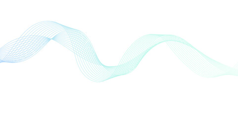 Dynamic sound wave isolated on white background. An abstract blue wave flows smoothly across a white background, 