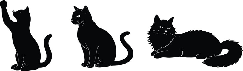 Black cat silhouette vector set