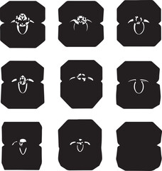 Fototapeta premium Engagement Ring Selection: Black and White Vector Illustration of Diamond Rings in Octagonal Boxes for Wedding and Jewelry Design Projects
