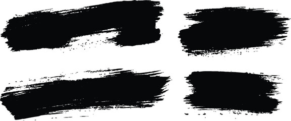 Black paint splashes and brush stroke white background. Collection of black paint. Spray paint elements, brush stroke, black splashes set.	