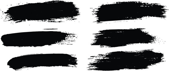 Black paint splashes and brush stroke white background. Collection of black paint. Spray paint elements, brush stroke, black splashes set.	