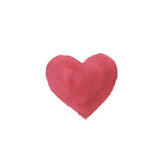 Watercolor illustration bold scarlet bright heart shaped blot hand drawn