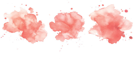 3 set of red watercolor brush strokes isolated on a white background. vector watercolor paint splashes flowing ink blots and dynamic color textures on a clean white background modern design.