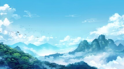 Obraz premium Stunning High-Definition Images of Serene Blue Sky Background: Captivating Visuals of Clear Skies, Soft Clouds, and Timeless Tranquility for Digital Art, Graphic Design, Website Banners