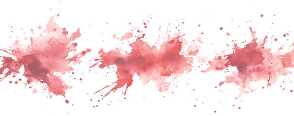 3 set of red watercolor brush strokes isolated on a white background. vector watercolor paint splashes flowing ink blots and dynamic color textures on a clean white background modern design.