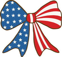 Coquette 4th of July American Bow Hand Draw Doodle