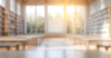 College library blurry photo, education and knowledge atmosphere