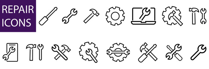 settings and repair icon, maintenance tools and service icon symbol vector illustration