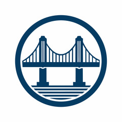 River Crossing Bridge Symbol for Construction vector Logo.