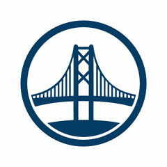 River Crossing Bridge Symbol for Construction vector Logo.