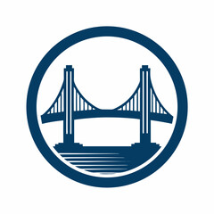 River Crossing Bridge Symbol for Construction vector Logo.