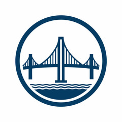 River Crossing Bridge Symbol for Construction vector Logo.