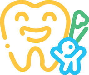 Naklejka premium Happy Toothbrush Dental Care Illustration