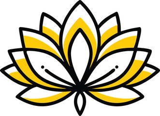 Black and yellow fleur de lis vector illustration with a decorative floral pattern © mdanamulislamopu