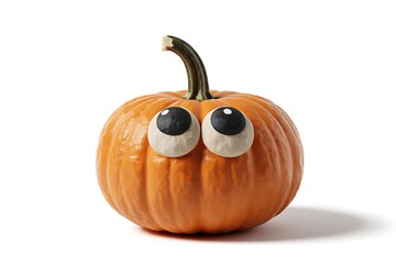 A pumpkin with googly eyes isolated on a white background perfect for Halloween