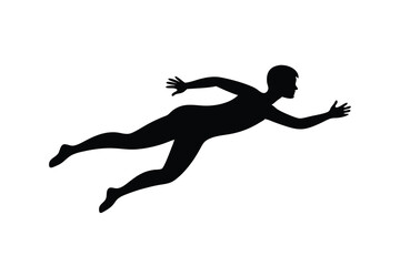 Dynamic Flying Pose Silhouette Vector.
