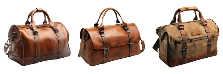 Three brown leather bags with different designs