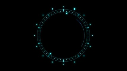 HUD Circle User interface on isolated black background. Target searching scope and scanning element theme. Digital UI and Sci-fi circular. 4K motion graphic footage video - Powered by Adobe