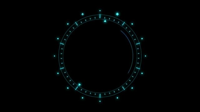 HUD Circle User interface on isolated black background. Target searching scope and scanning element theme. Digital UI and Sci-fi circular. 4K motion graphic footage video - Powered by Adobe