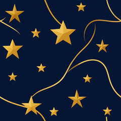 Seamless pattern abstract star Christmas background with elegant golden vector lines