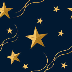 Seamless pattern abstract star Christmas background with elegant golden vector lines
