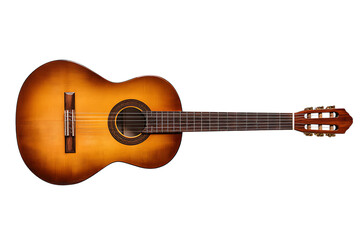 Classical acoustic guitar on black background