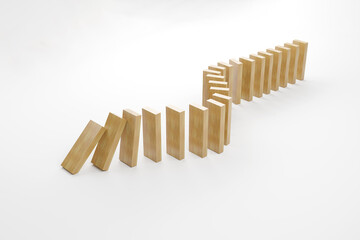domino effect on white background