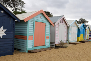 The Brighton Bathing Boxes is famous travel on beach at Brighton, Victoria, Australia