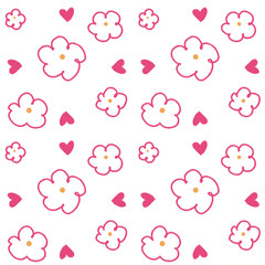 cute pink abstract flower hand drawn illustration