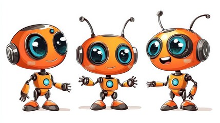 Obraz premium A humorous cartoon robot character designed for playful illustrations.